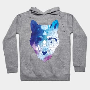 Geometric Blue Wolf Digital Painting Hoodie